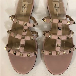 Valentino Rockstud City Flat Sandals Pastel 37 1/2